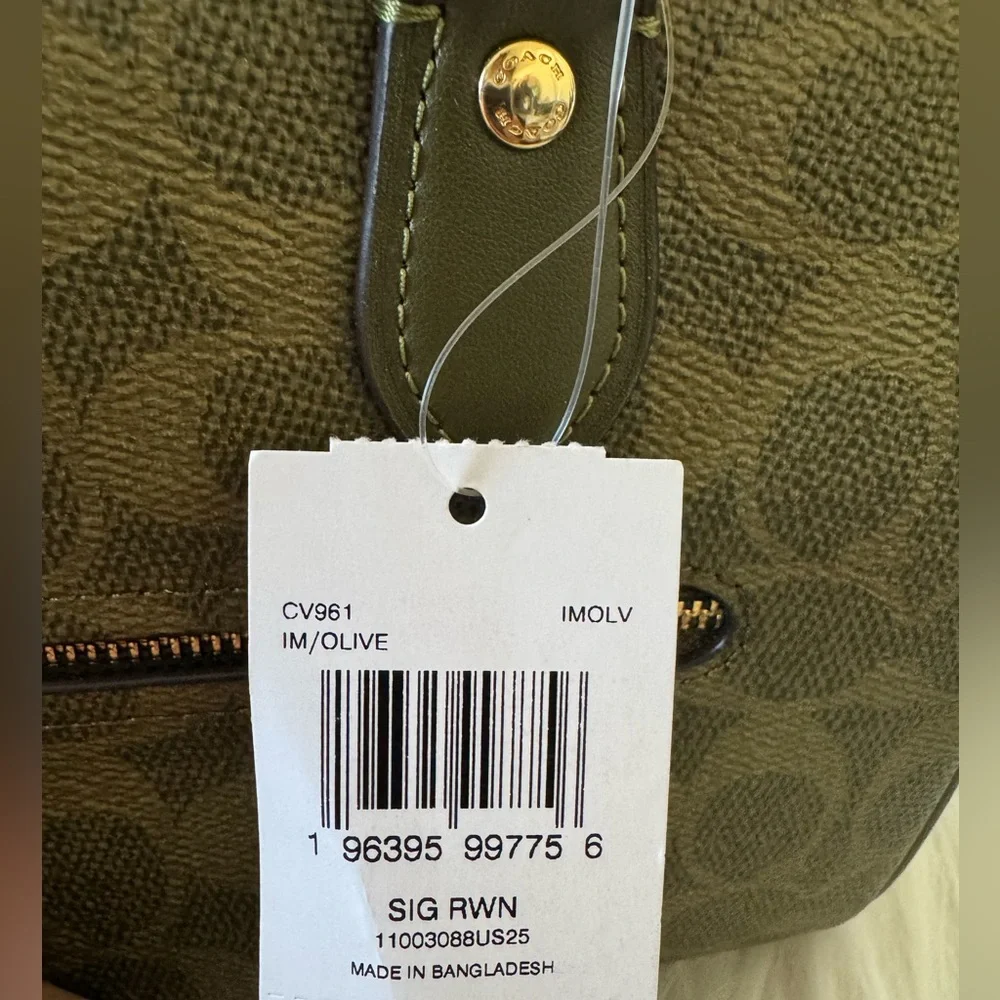 NWT Coach Rowan Satchel Bag In Signature Canvas CV961 Gold/Olive - Picture 12 of 12